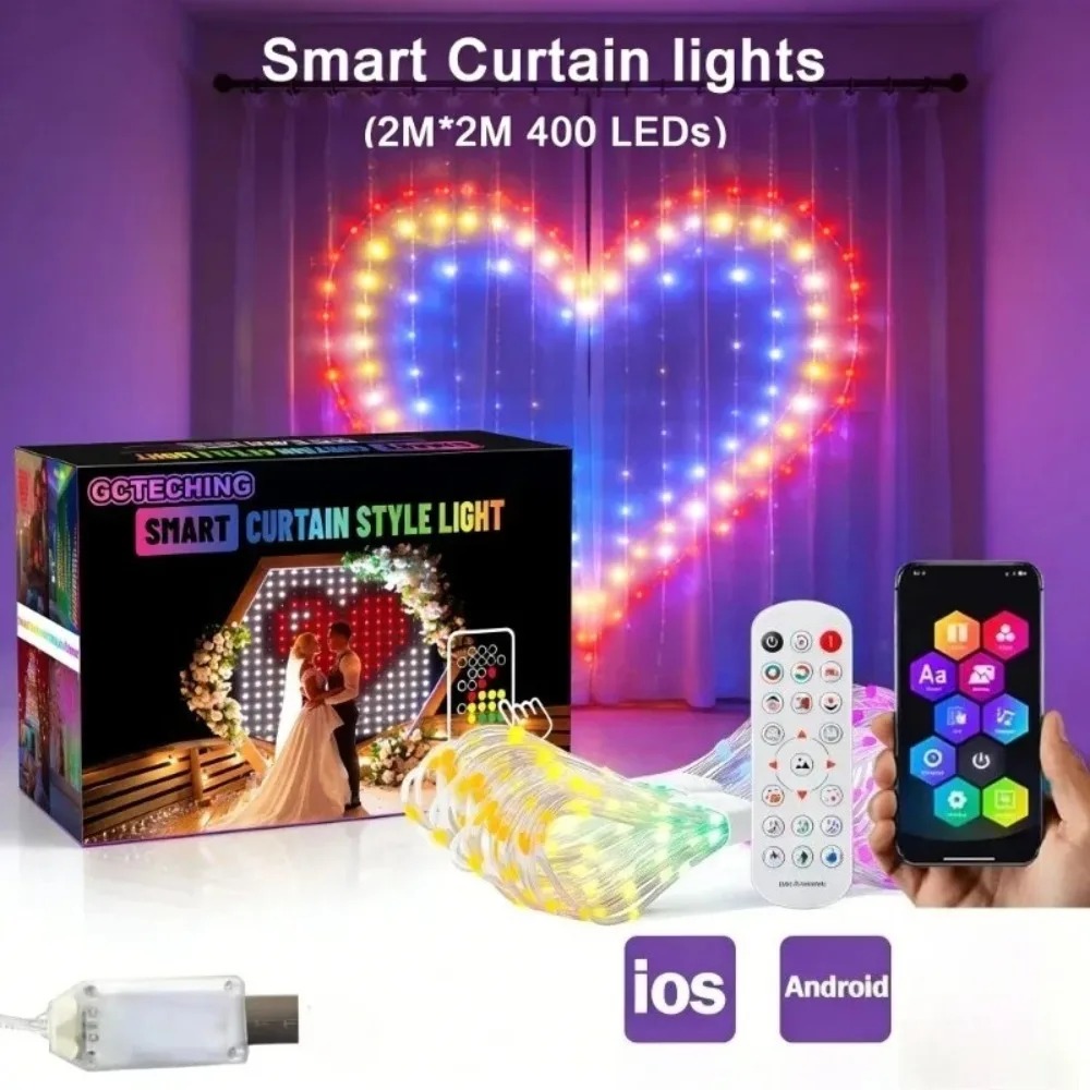 Smart Garden Is - أضواء ستارة LED خارجية بتقنية البلوتوث،