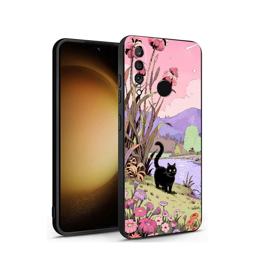 Huawei Smart Garden - جراب حماية بتصميم قطة سوداء متحركة