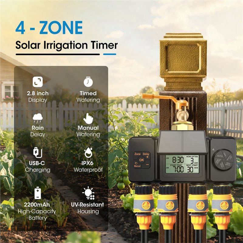 مؤقت ري بالطاقة الشمسية للحدائ - مراجعة Smart Garden Zone وسعره